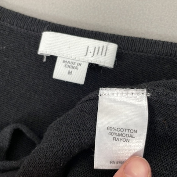 J. Jill Sweater Pullover Black Knit Lace Front Size Medium - Picture 11 of 13